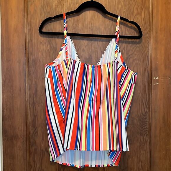 EUC SHEIN Candy Striped Lace‎ Cami Tank XL - Picture 3 of 5